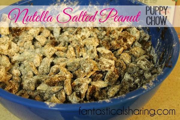 Salted Peanut Nutella Puppy Chow | Regardless of if you call it puppy chow or muddy buddies, this recipe is amazing!