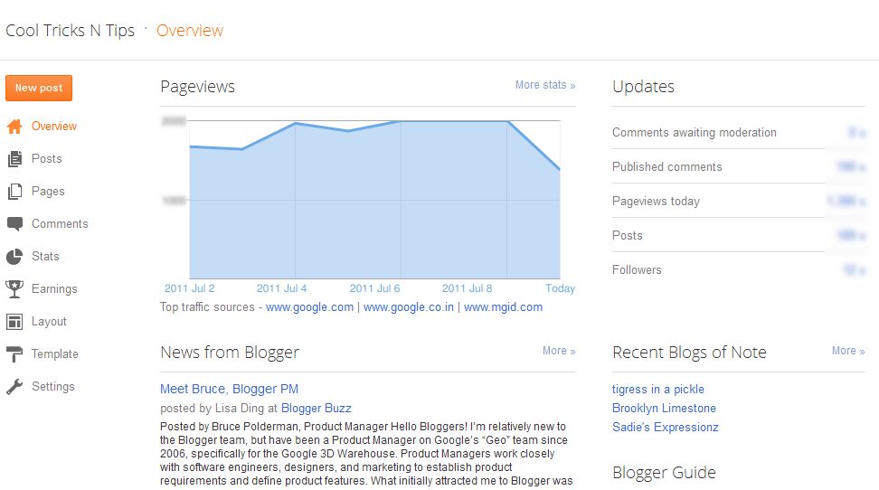google redesigns blogger dashboard cool tricks n tips