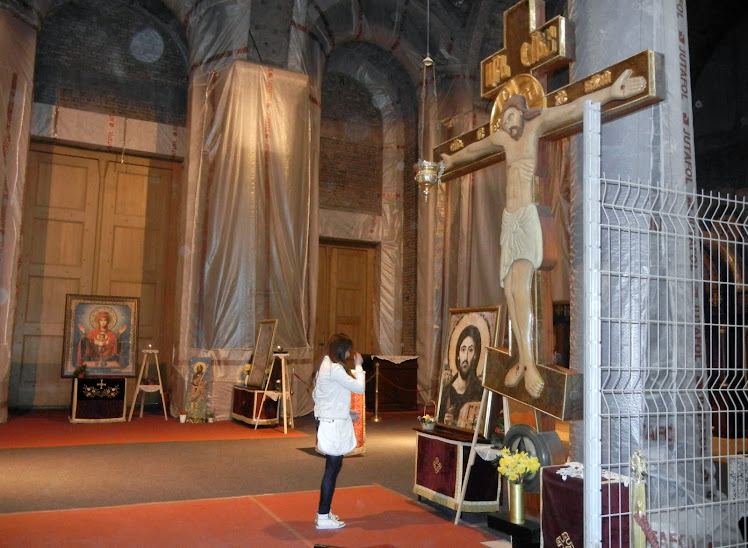 Inside the Cathedral of Saint Sava