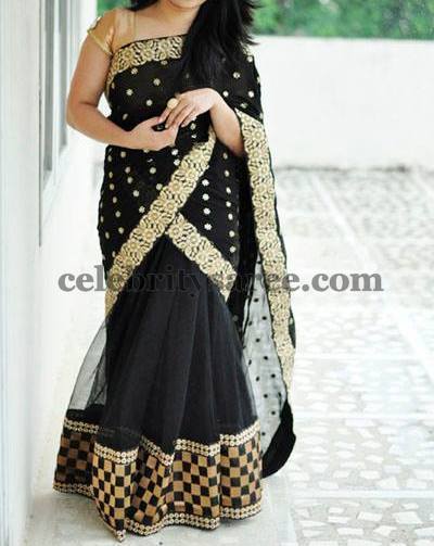 Polka Dots Black Half Sari
