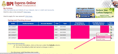 How to Transfer Money from BPI Direct Save-Up to BPI Express Teller 