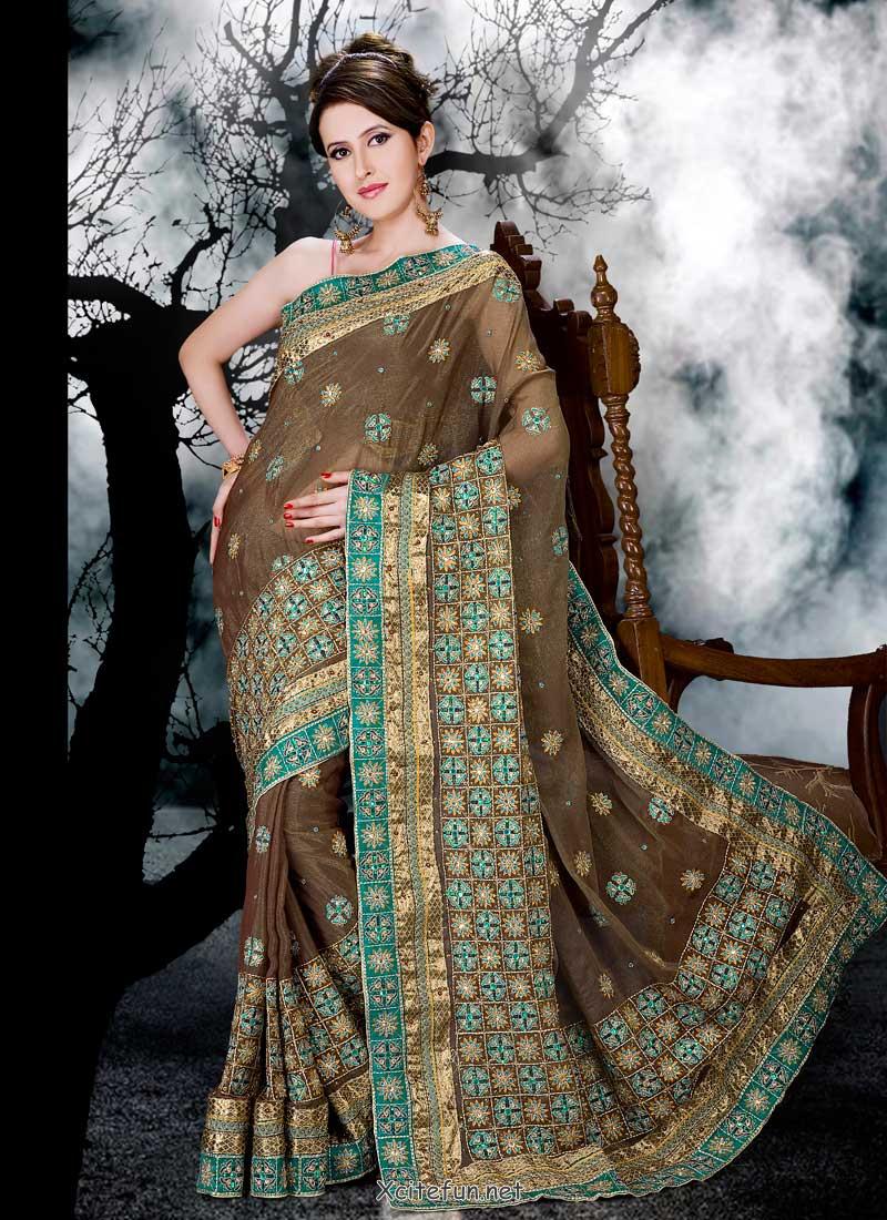 Indian Georgette Party Wear Embroidered Saree Beautiful Collection