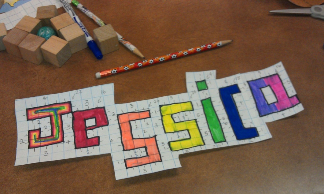 Jiru's Classroom Area and Perimeter of Name Banners and Centimeter Grids