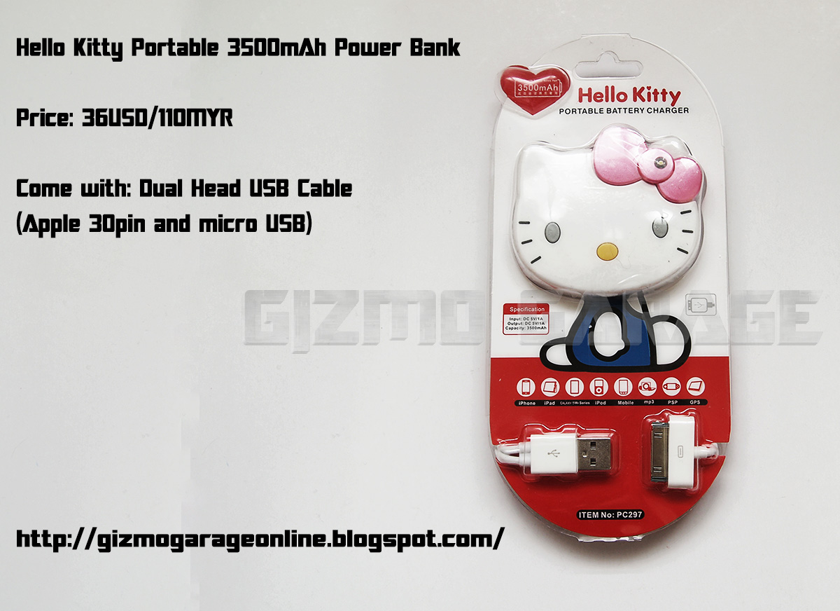 GIZMO GARAGE Hello Kitty Portable 3500mAh Power bank (PreOrder)