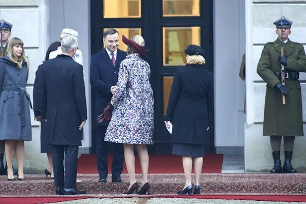 Queen Mathilde of Belgium with Polish President Andrzej Duda and Polish First Lady Agata Kornhauser-Duda 