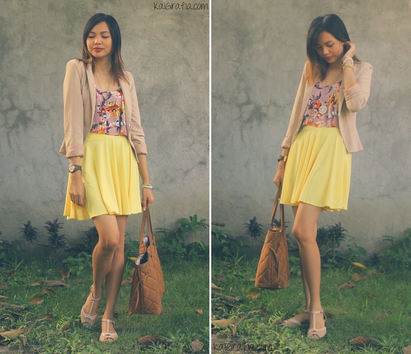 Pastel Yellow and Floral Combo 