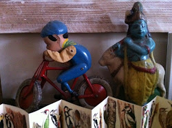 cyclist, Krishna and bird card