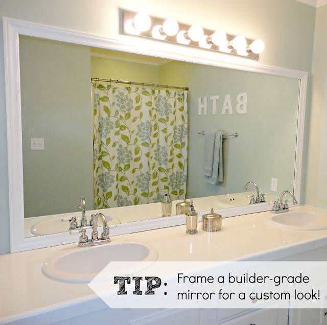 Easy DIY ideas for updating older bathrooms. So many great ideas including how to paint tile & grout, and how to frame in a mirror!