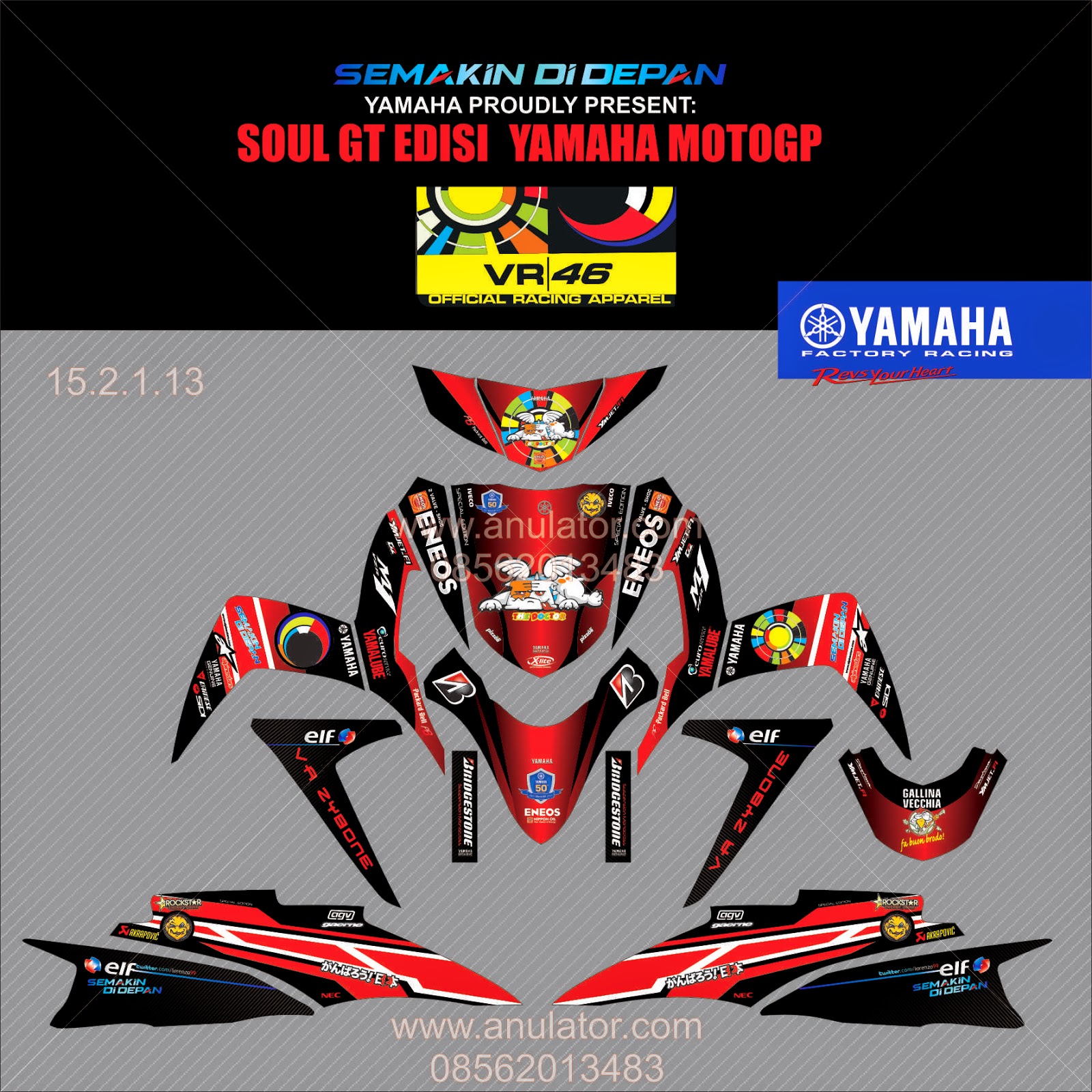Yamaha Soul GT Moto GP VR46 Digital Print Stiker Motor Sticker
