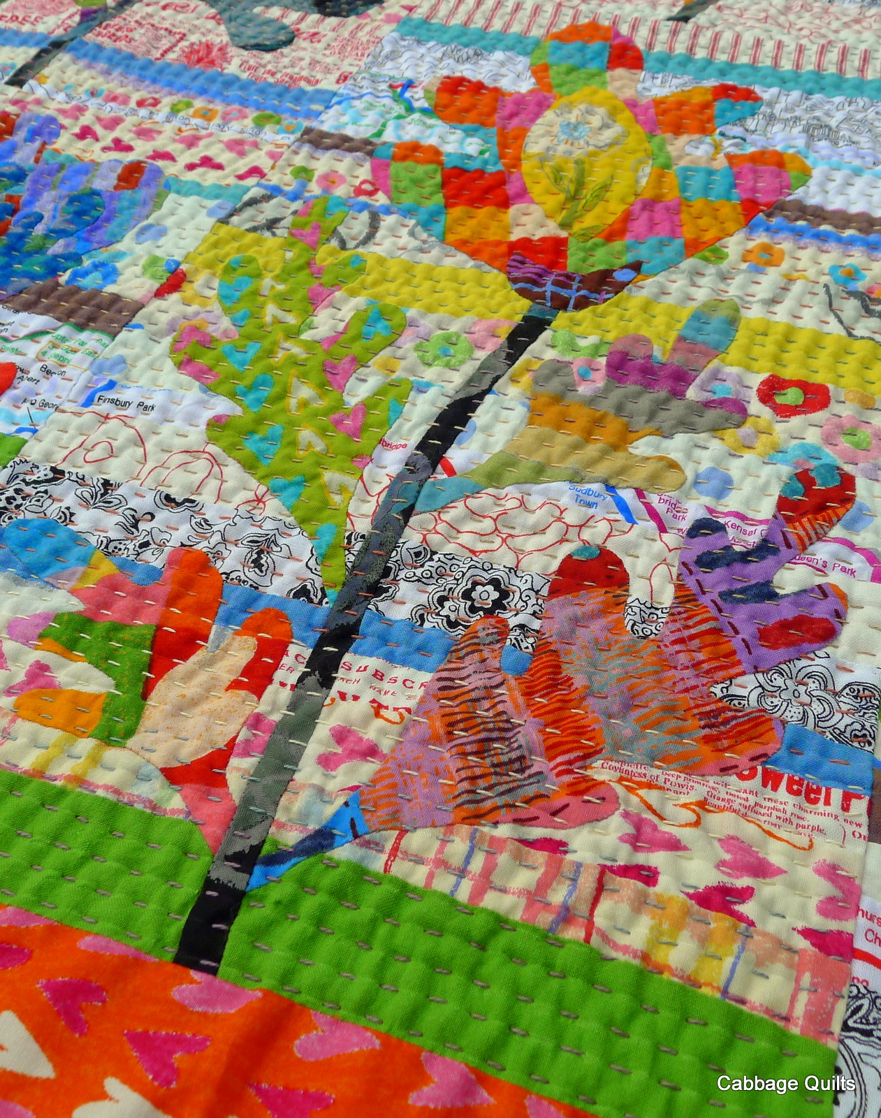 Cabbage Quilts Hand Quilting Progress