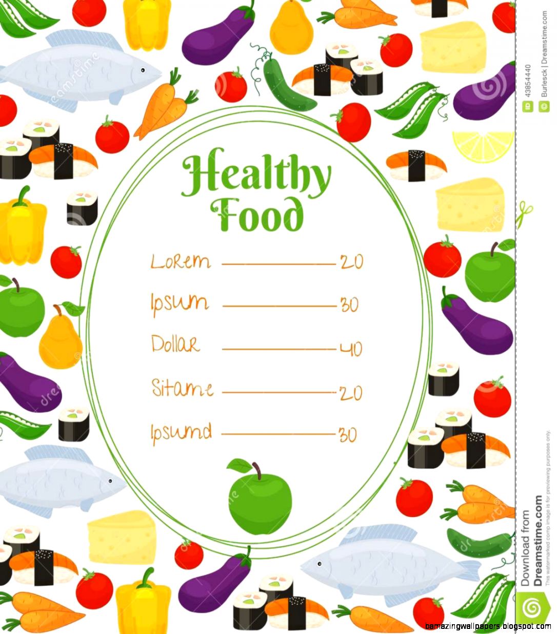 Healthy Food Menu Template Stock Vector   Image 43854440 Healthy Food Menu Template Stock Vector   Image 43854440