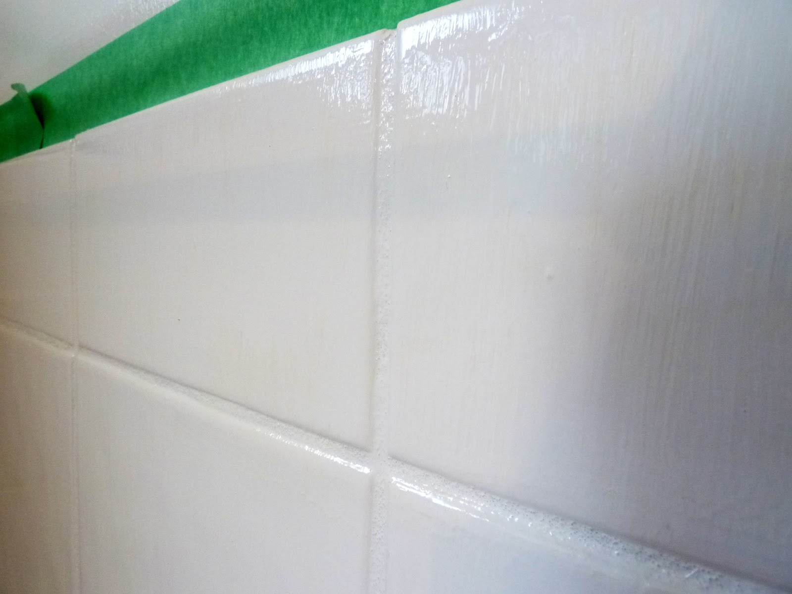 Fun and VJs First coat of white tile paint...