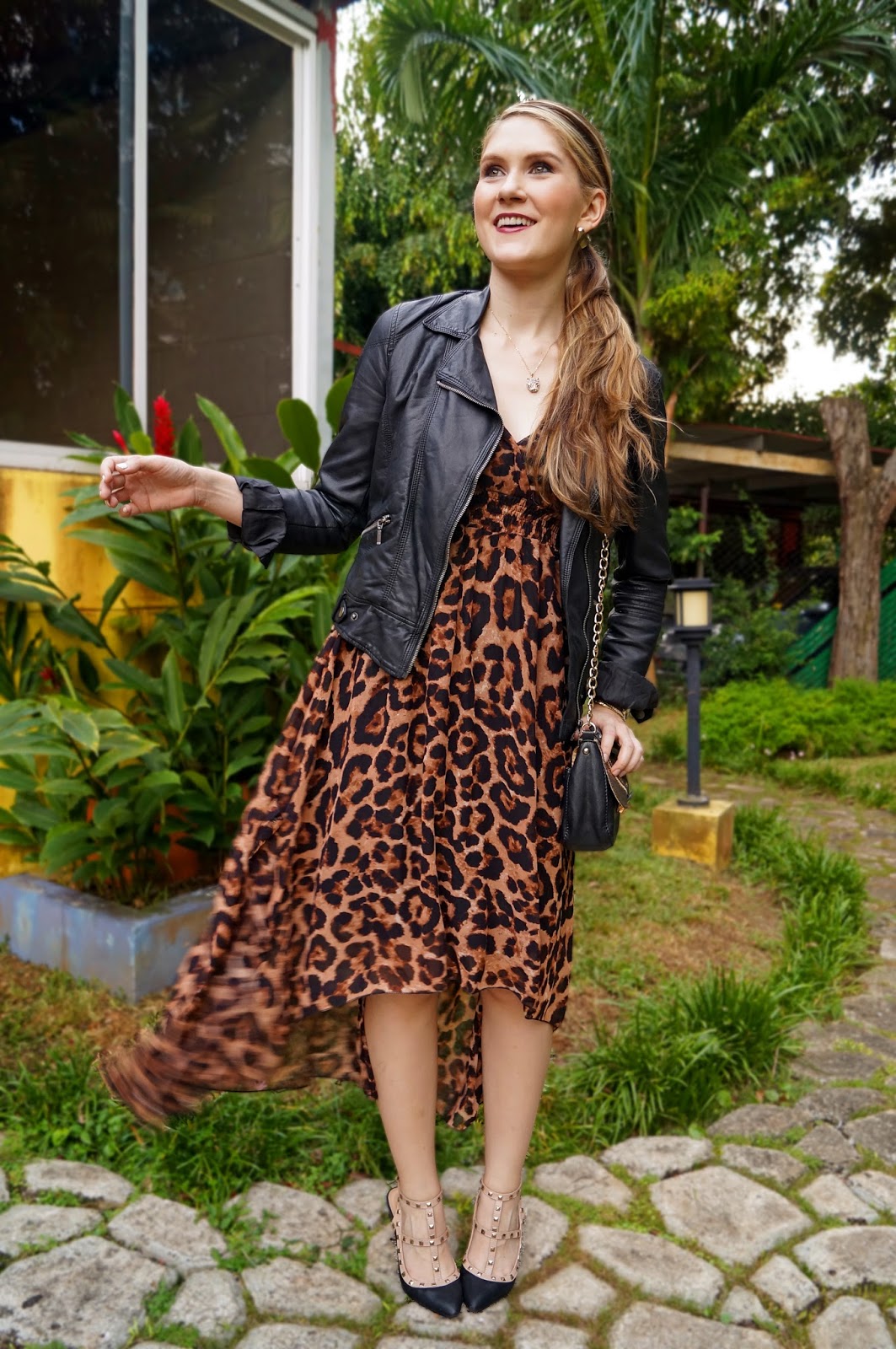 Leopard Dress and a motorcycle jacket