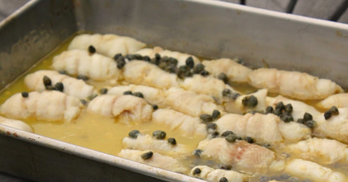 Ovenpoached Dover sole with butter and capers