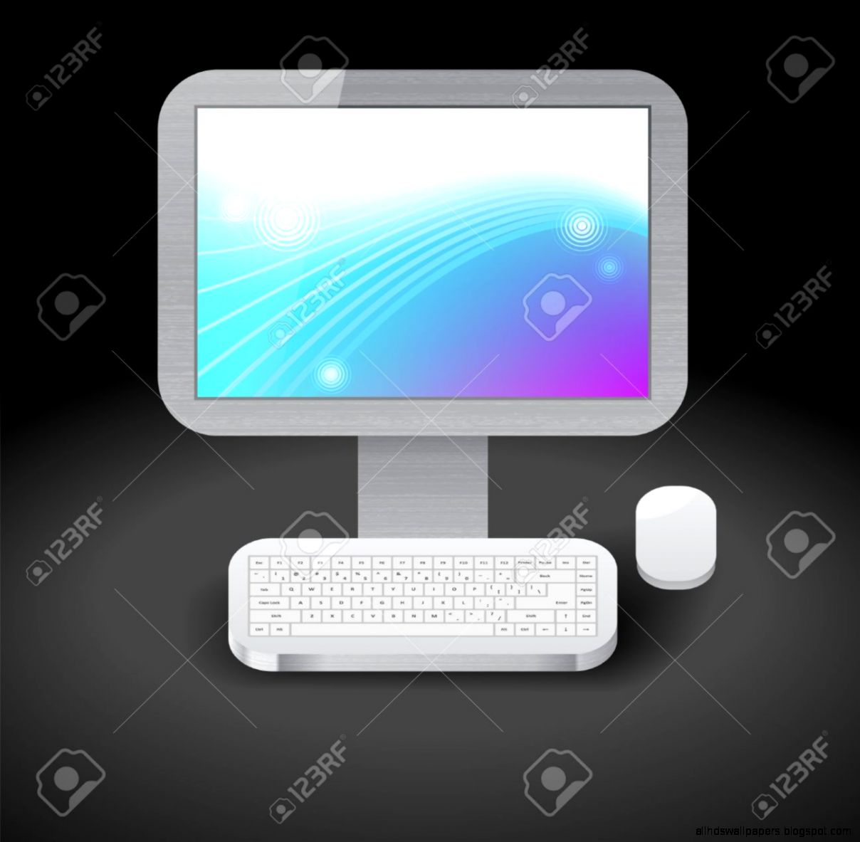 Icon For Personal Computer With Blue And Purple Wallpaper On Icon For Personal Computer With Blue And Purple Wallpaper On