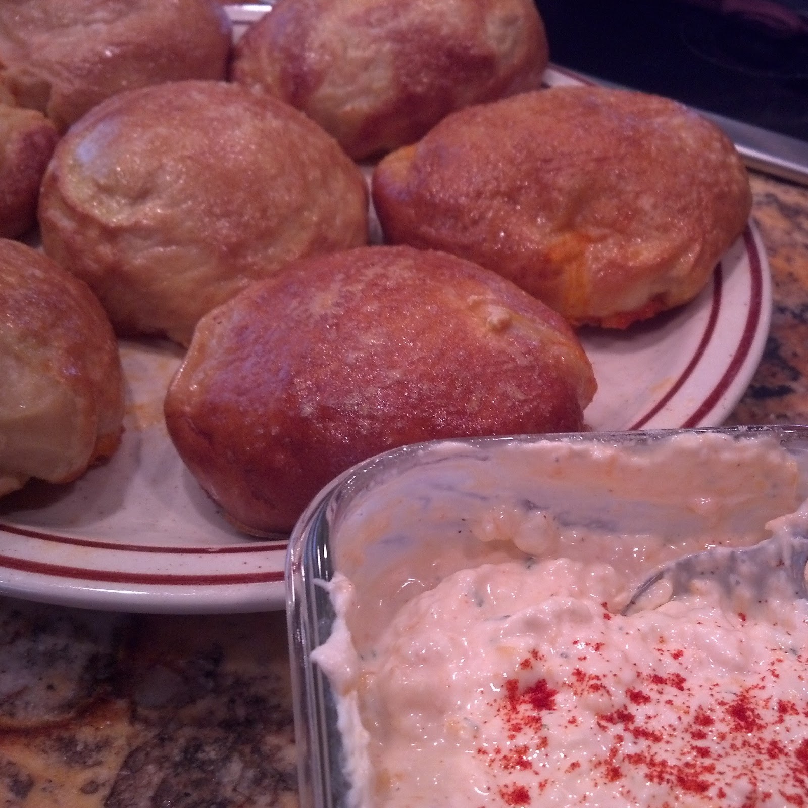 Battered and Whipped Pretzel Rolls with Beer Cheese Dip
