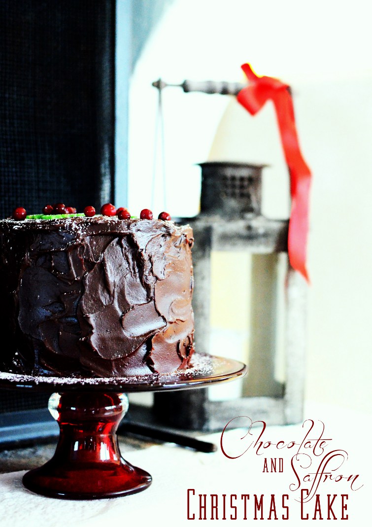 Louise´s Spis Chocolate and Saffron Christmas Cake (Jultårta med
