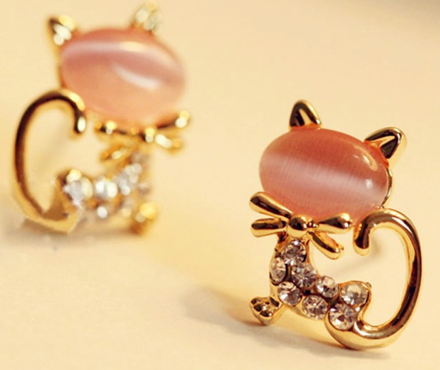 Cat gemstone earings