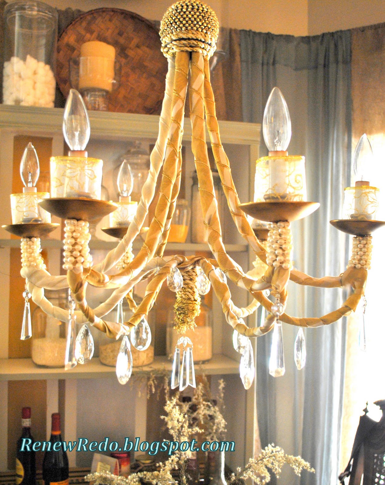 ReNew ReDo! Ribbon Wrapped Chandelier Redo