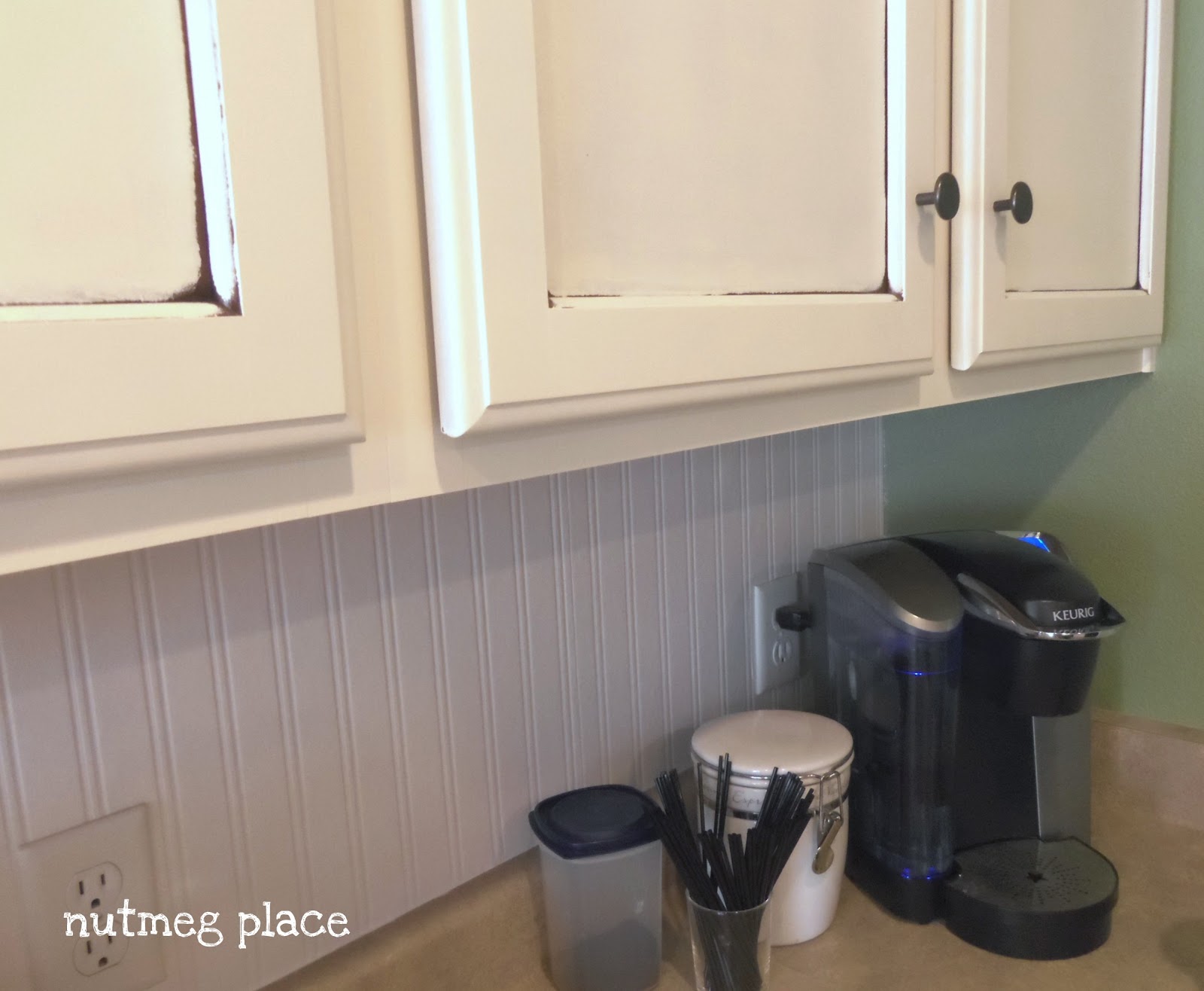 Beadboard Backsplash Using Wallpaper Mom 4 Real