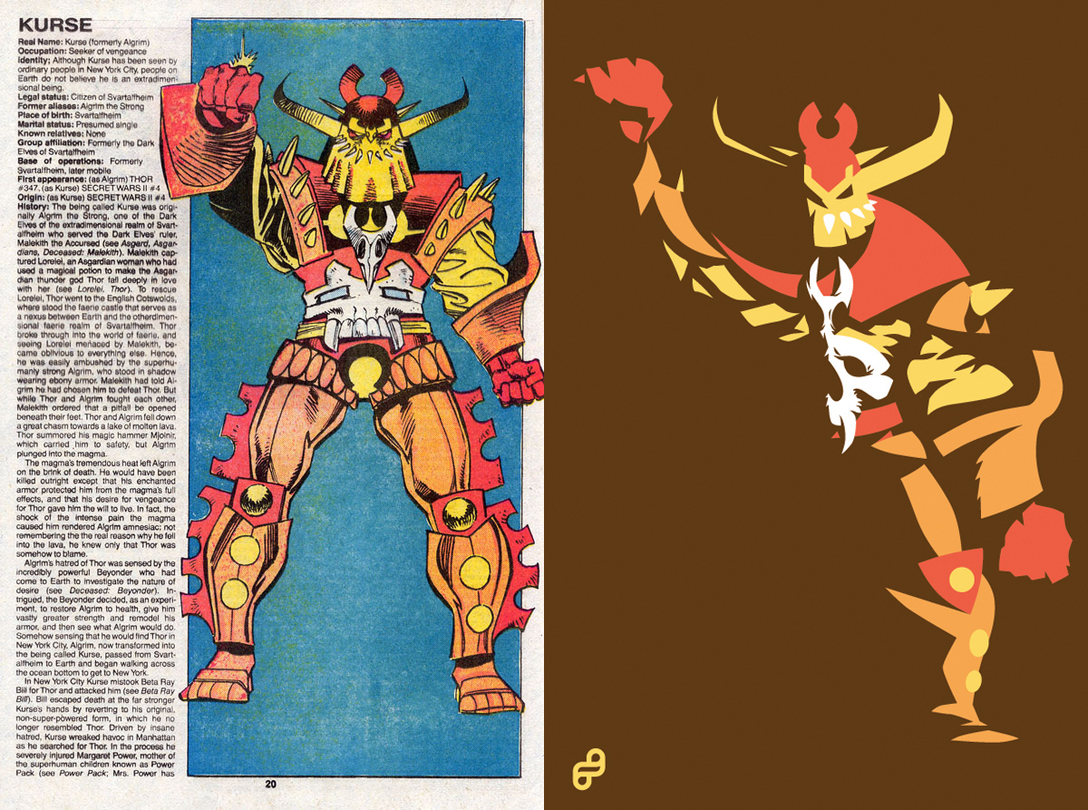 Kurse from Official Handbook to the Marvel Universe Reduxe. Curse is