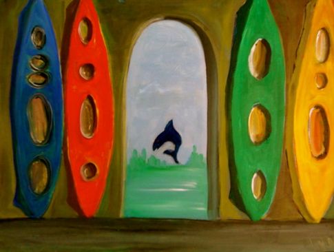 Painting of Dolphin having fun