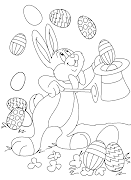 Magic Bunny use Easter Eggs Coloring Page. Easter Coloring Pages,easter magic bunny use easter coloring pages