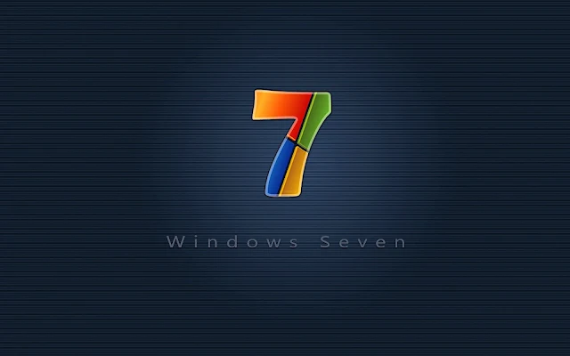 Donkerblauwe Windows 7 achtergrond met gekleurde Windows 7 logo wallpaper