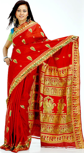 orange red wedding sari indian pic - indian wedding saris designs pics