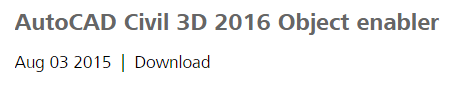 AutoCAD Civil 3D 2016 Object enabler