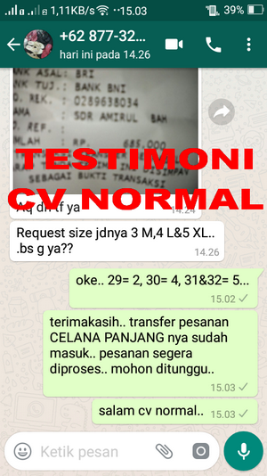 TESTIMONI PEMBELIAN CELANA PANJANG CV NORMAL