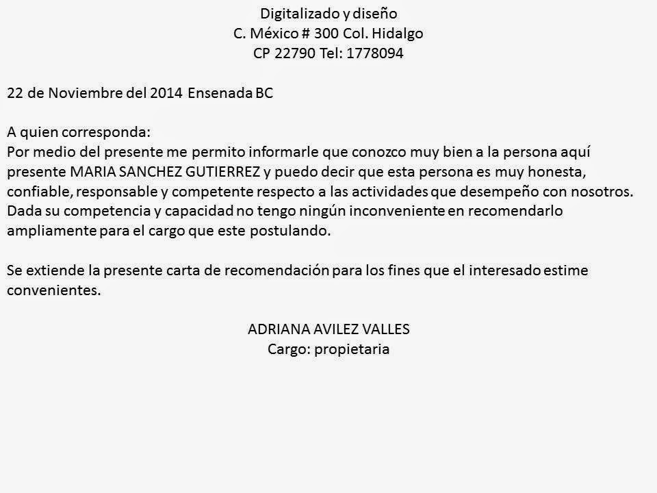cartas de recomendacion
