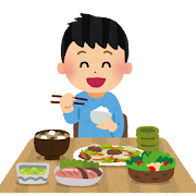 食事をしている男の子のイラスト