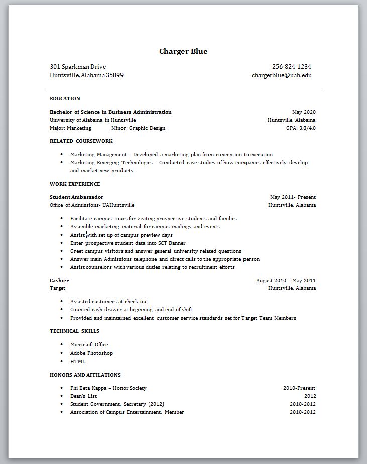 Student resume no experience example