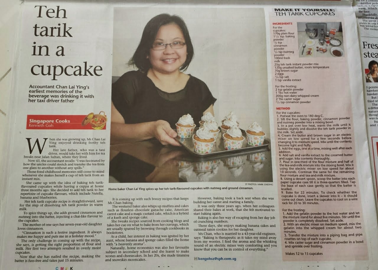 Spiced Teh Tarik Cupcake recipe featured on The Sunday Times' Singapore Cooks on 17 May 2015