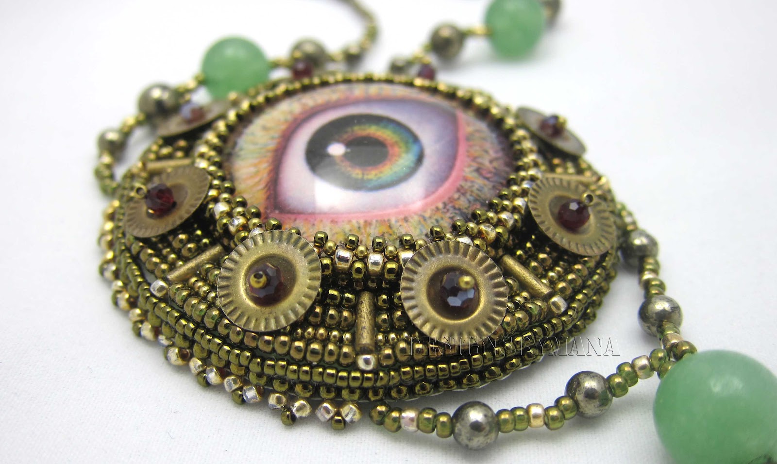 Beadfeast home of handmade bead embroidered jewelry The Eye Necklace