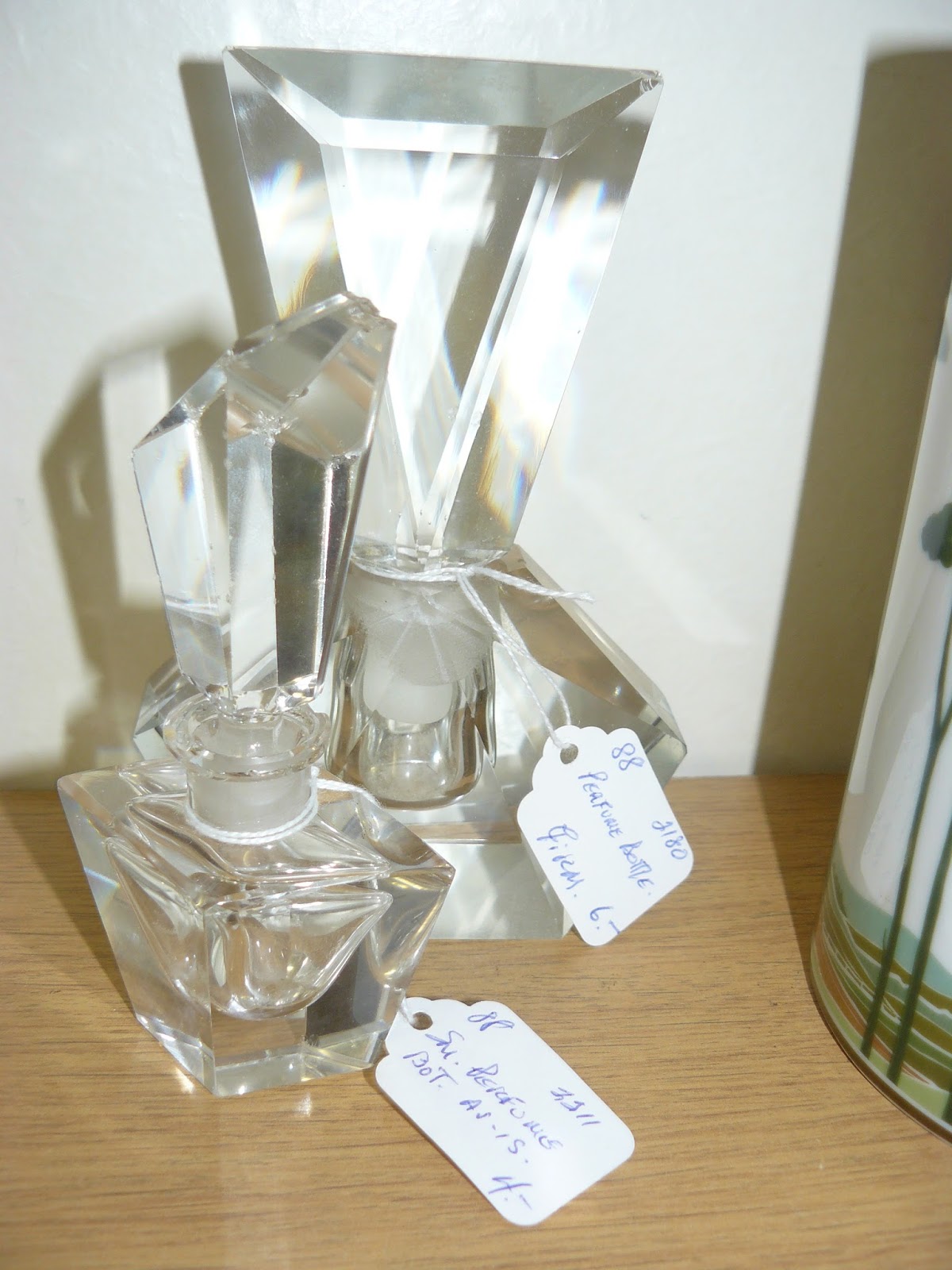 SCRANBERRY COOP Vintage Perfume Decanter set, Crystal, Heavy, Deco