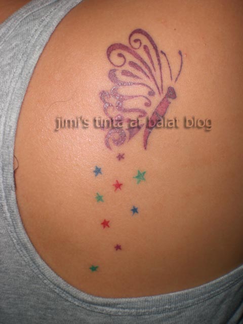 Butterfly and Stars Tattoo