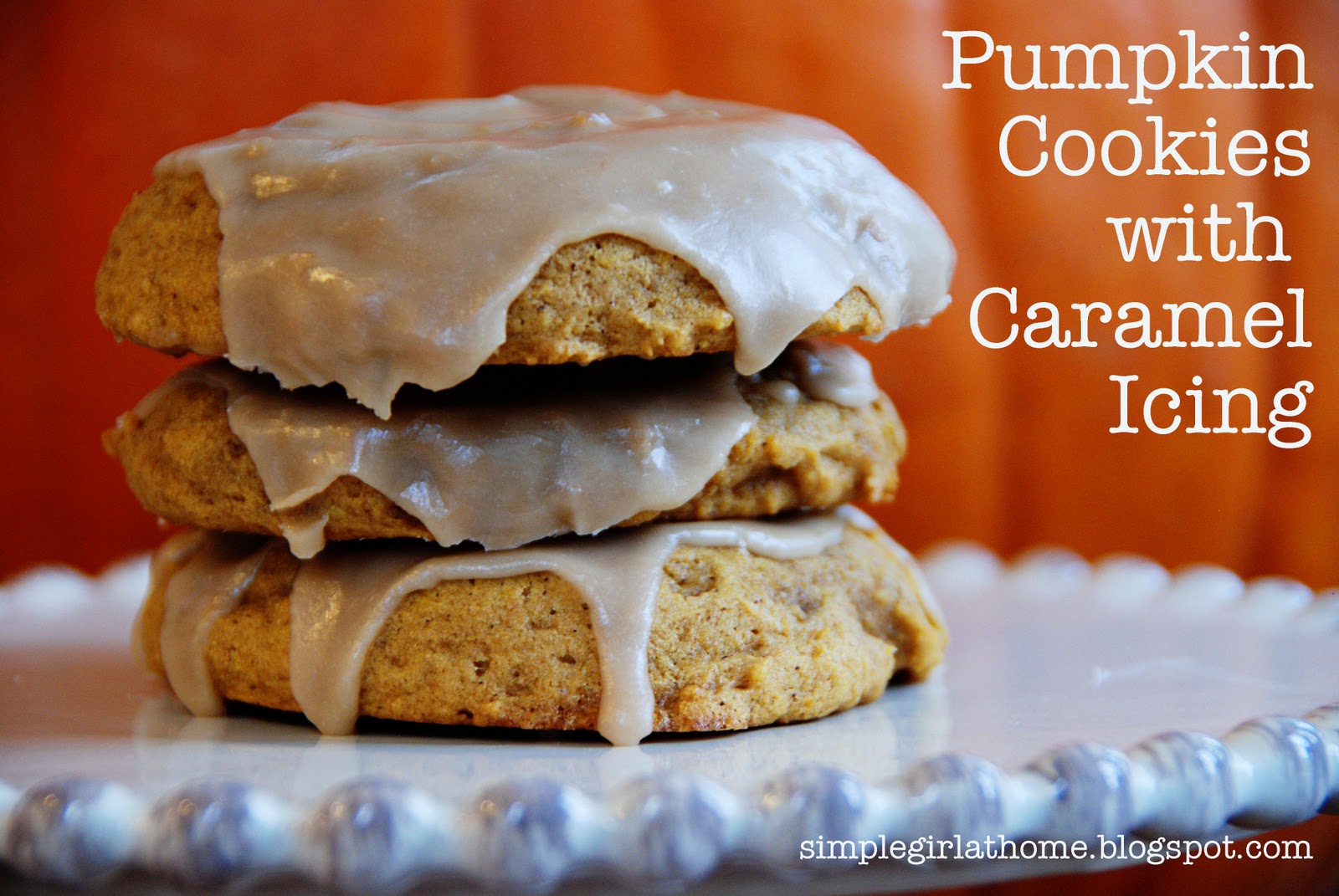 Pumpkin Cookies with Caramel Icing