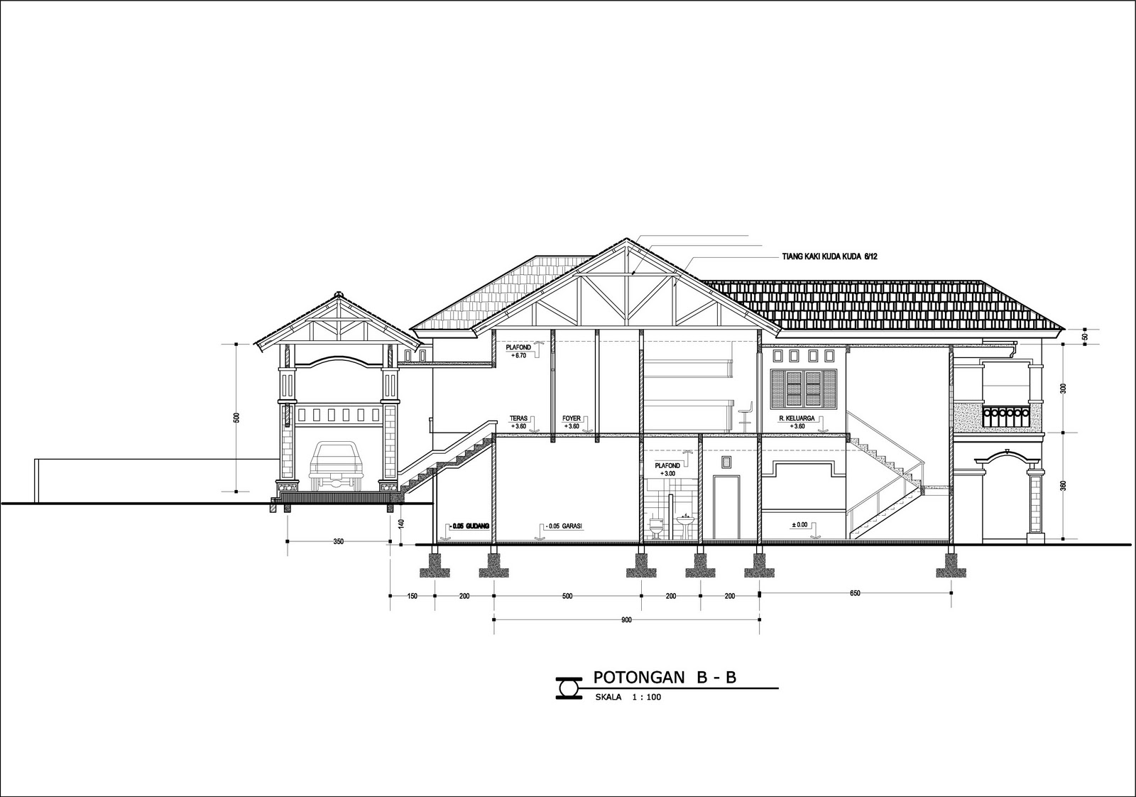 Contoh Desain Rumah DENAH RUMAH DI TANAH BERKONTUR TIPE 336 M2