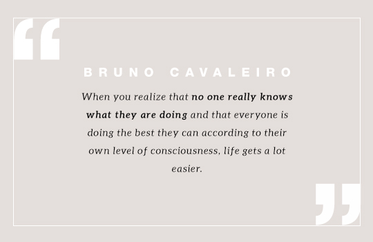 When you realize that no one really knows what they are doing and that everyone is doing the best they can according to their own level of consciousness, life gets a lot easier. Quote by Bruno Cavaleiro 