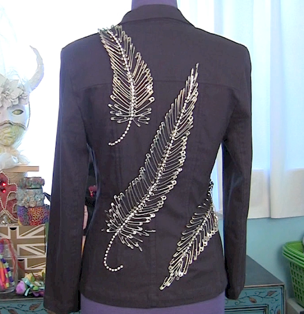 Mark Montano Safety Pin Feather Jacket DIY