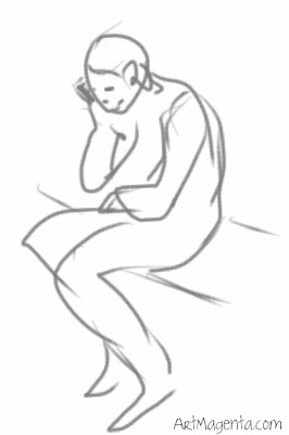 Talking on the phone, a gesture drawing by Artmagenta.