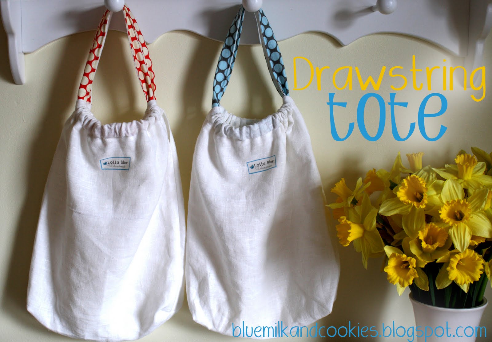 Blue Milk and Cookies: Drawstring tote bag: a tutorial