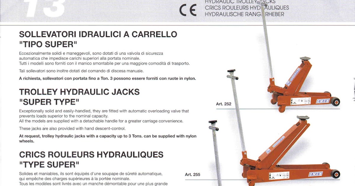 OMCN Hydraulic Trolley Jacks "Super Type" OMCN HYDRAULIC EQUIPMENT