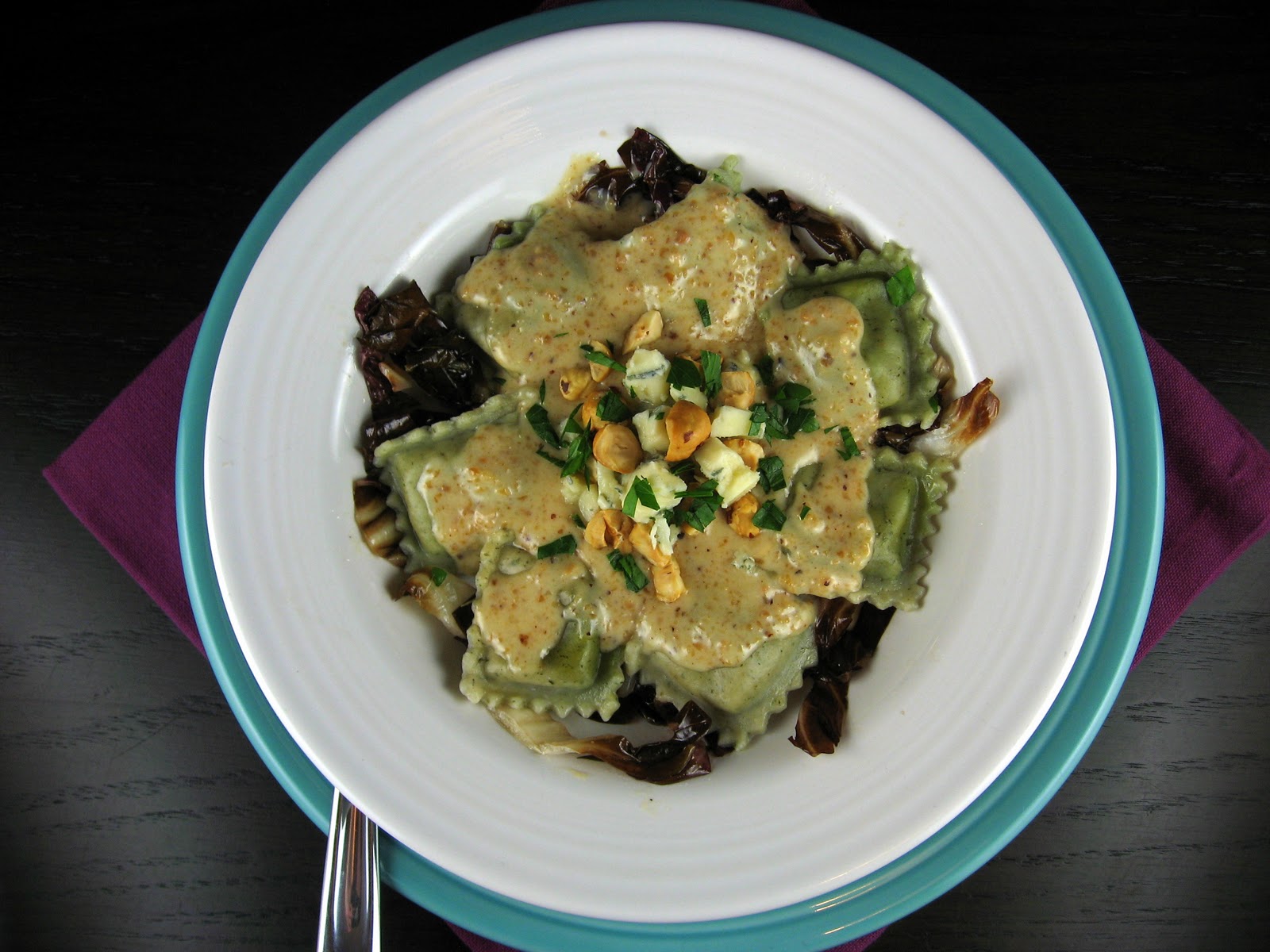 Robyn Cooks Ravioli with Hazelnut Cream Sauce and Radicchio