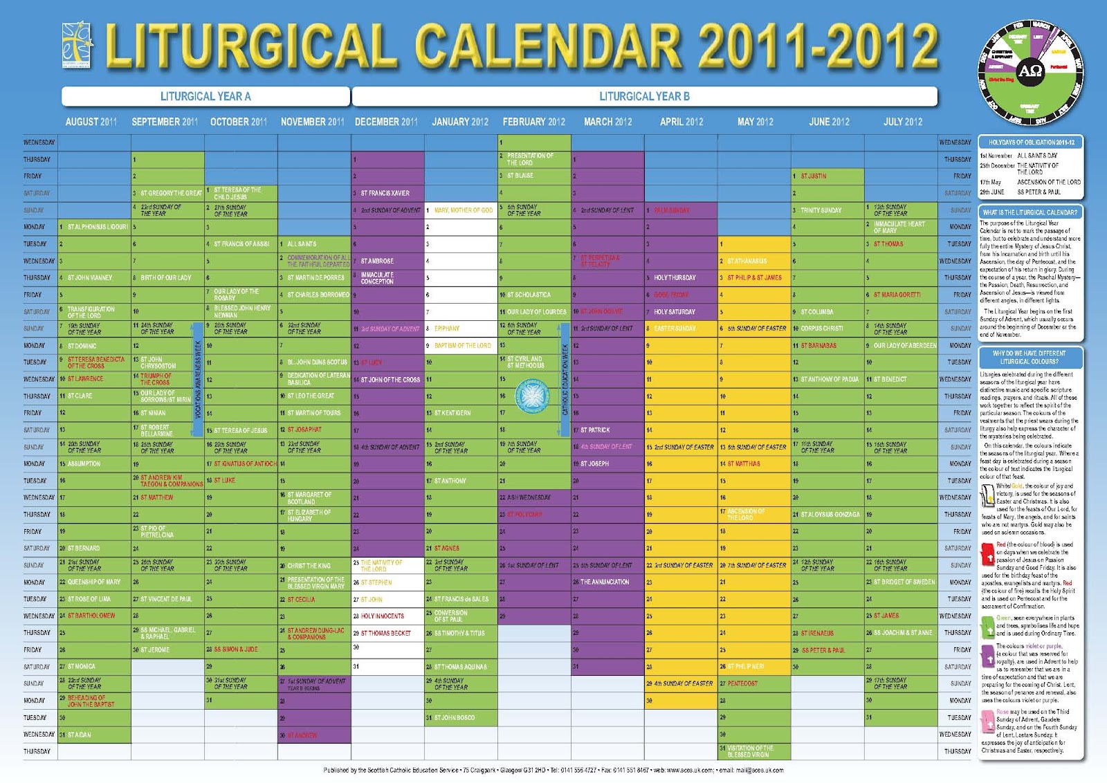 Blank Liturgical Calendar