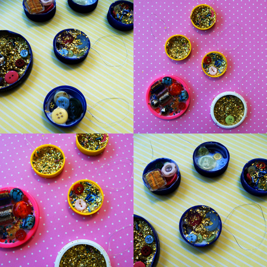 Christmas ornaments with beads and buttons