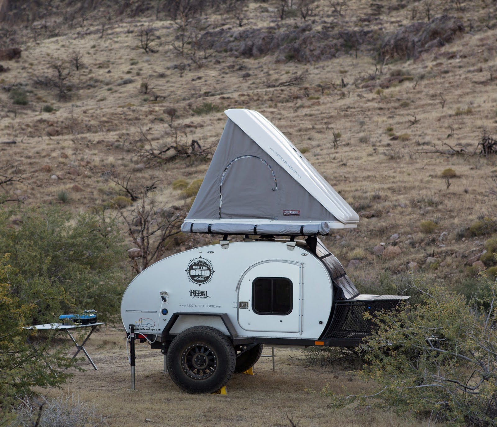 Tiny Yellow Teardrop Off the Grid Rentals Rents OffRoad Teardrop Trailers