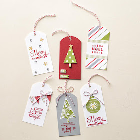 Stampin' Up! Lots of Joy Christmas gift tags with Ornate Tag Topper Punch #stampinup